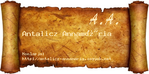 Antalicz Annamária névjegykártya